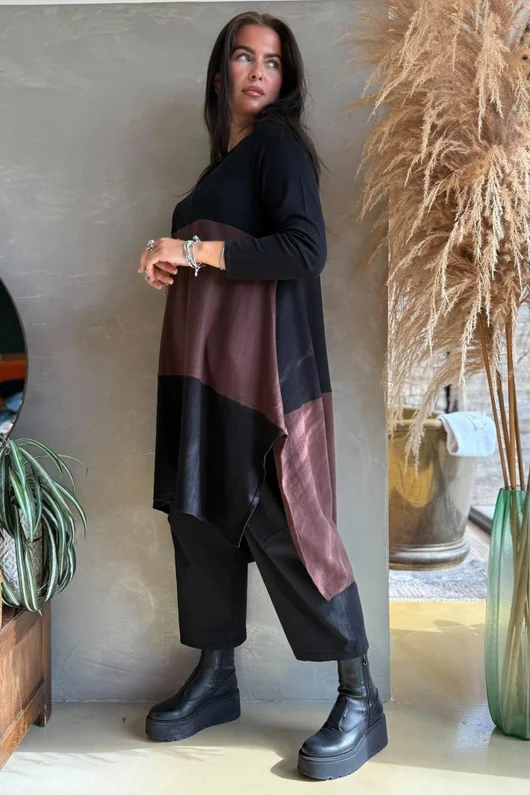 Agata Longline Split Side Knit Chocolate